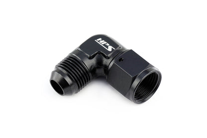 HPS Performance 90 Degree -6 AN Male to Female Swivel Adapter Aluminum Black