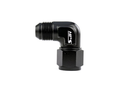 HPS Performance 90 Degree -6 AN Male to Female Swivel Adapter, Aluminum, Black