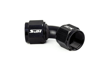 HPS Performance 45 Degree -4 AN Female to Female Swivel Coupling Adapter, Aluminum, Black