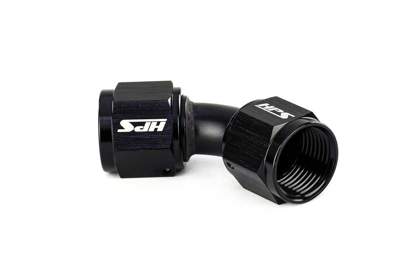 HPS Performance 45 Degree -12 AN Female to Female Swivel Coupling Adapter, Aluminum, Black