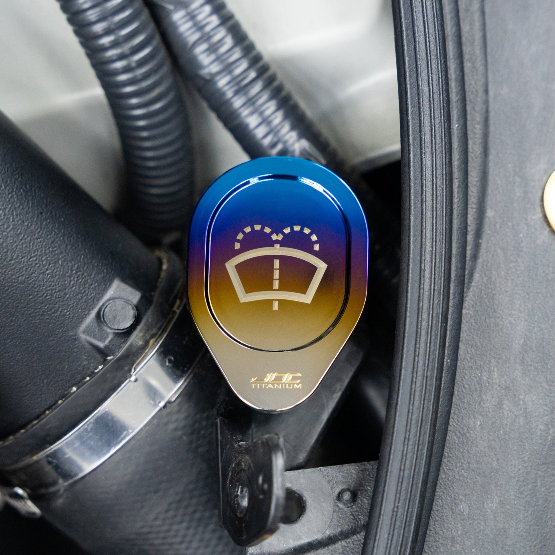 JDC Titanium Washer Fluid Cap | R35 Nissan GT-R, 370Z & Infiniti Models - Graveyard Performance