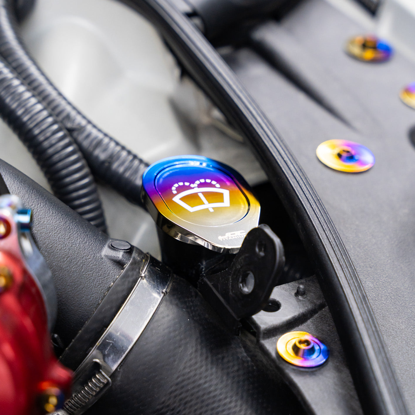 JDC Titanium Washer Fluid Cap | R35 Nissan GT-R, 370Z & Infiniti Models - Graveyard Performance