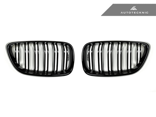 AutoTecknic Dual-Slats Gloss Black Front Grille Set - F22 2-Series | F87 M2 - Graveyard Performance