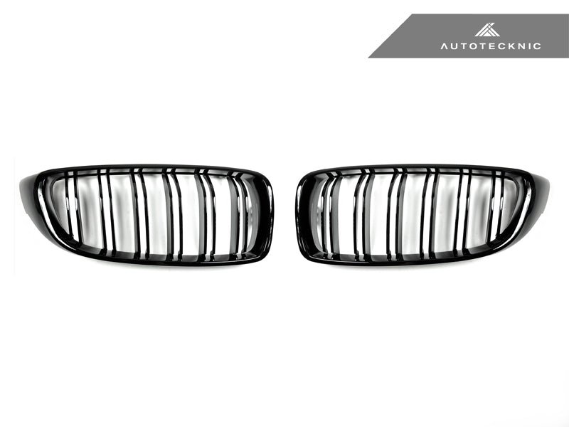 AutoTecknic Dual-Slats Gloss Black Front Grille Set - F32/ F36 4-Series | F80 M3 | F82 M4 - Graveyard Performance
