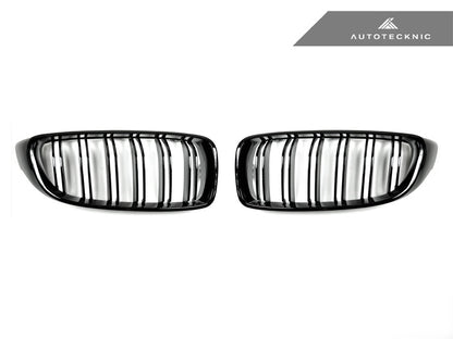 AutoTecknic Dual-Slats Gloss Black Front Grille Set - F32/ F36 4-Series | F80 M3 | F82 M4 - Graveyard Performance