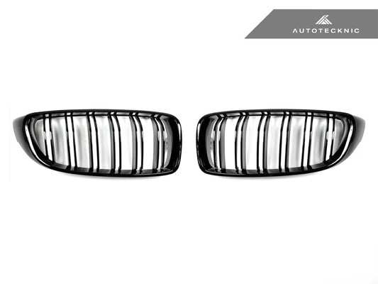 AutoTecknic Dual-Slats Gloss Black Front Grille Set - F32/ F36 4-Series | F80 M3 | F82 M4 - Graveyard Performance