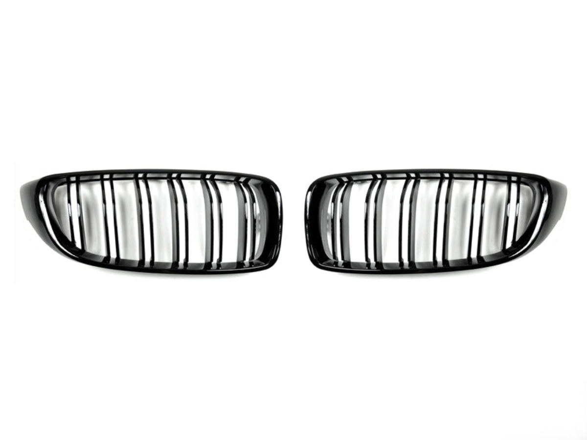 AutoTecknic Dual-Slats Gloss Black Front Grille Set - F32/ F36 4-Series | F80 M3 | F82 M4 - Graveyard Performance