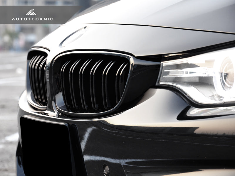 AutoTecknic Dual-Slats Gloss Black Front Grille Set - F32/ F36 4-Series | F80 M3 | F82 M4 - Graveyard Performance