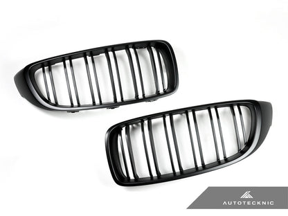 AutoTecknic Dual-Slats Stealth Black Front Grille Set - F32/ F36 4-Series | F80 M3 | F82 M4 - Graveyard Performance