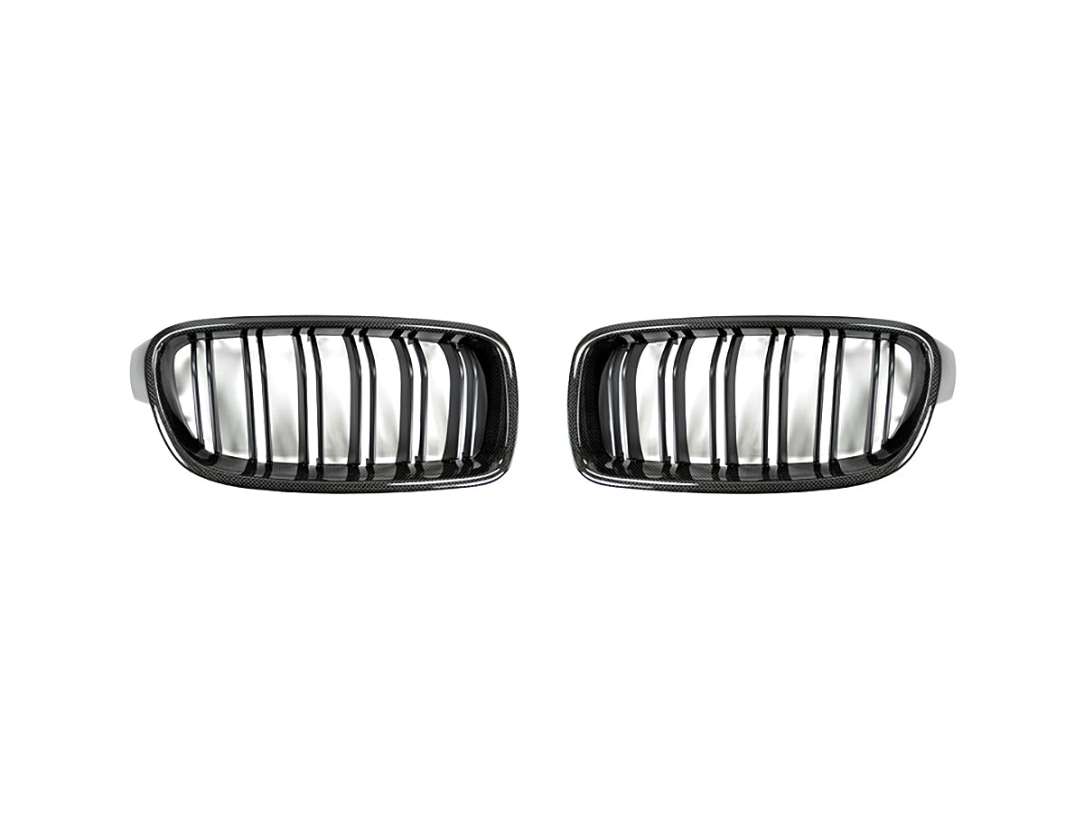 AutoTecknic Dual-Slats Carbon Front Grille Set - F30 3-Series Sedan | F31 3-Series Wagon