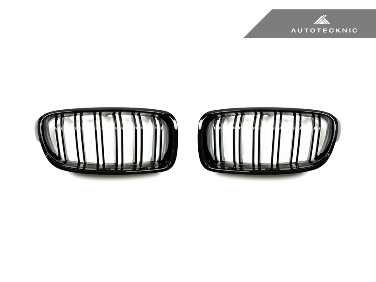 AutoTecknic Dual-Slats Gloss Black Front Grille Set - F30 3-Series - Graveyard Performance