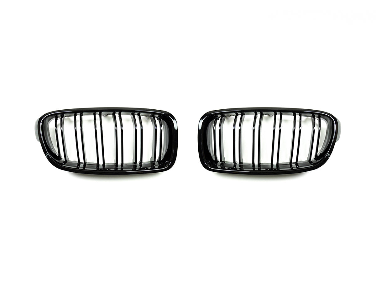 AutoTecknic Dual-Slats Gloss Black Front Grille Set - F30 3-Series