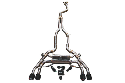 2019-2025 BMW F97,F98 X3M,X4M 3.0L Catback T304 Stainless Steel Burnt 3.5 Inch Outlet Tips Valvetronic Designs