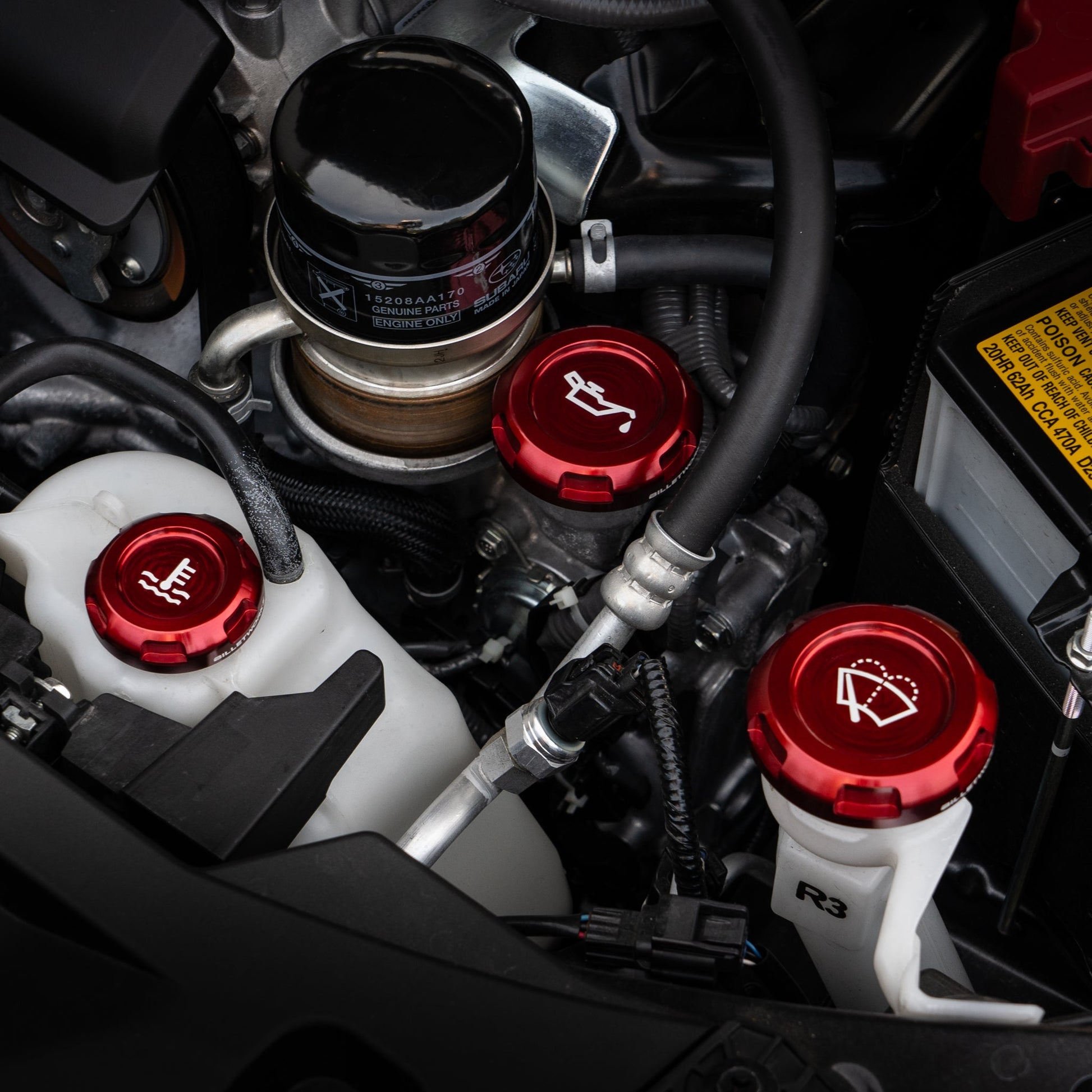 Billetworkz Engine Bay Caps - Subaru WRX/STI 2008-2014 - Graveyard Performance