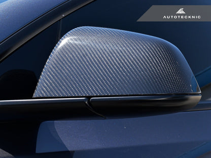AutoTecknic Dry Carbon Fiber Mirror Covers - Tesla Model Y - Graveyard Performance
