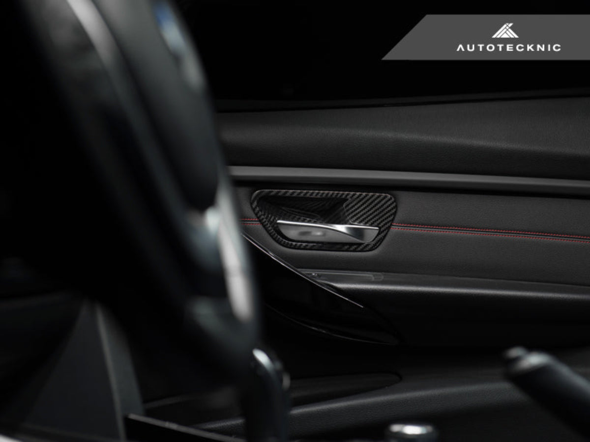 AutoTecknic Dry Carbon Interior Door Handle Trim Set - BMW F-Chassis - Graveyard Performance