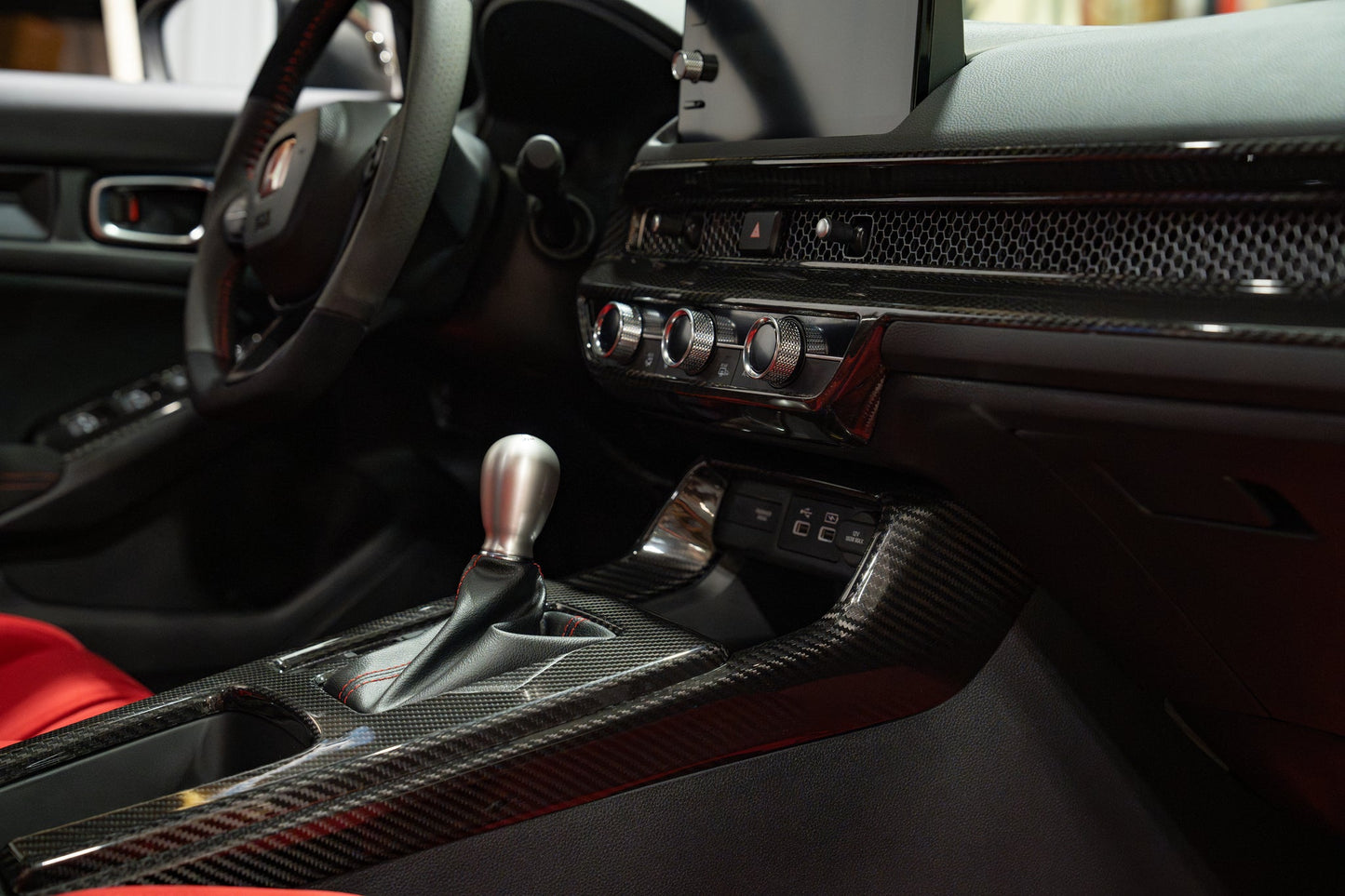 OLM LE Carbon Fiber Shift Panel Side Covers (3pc) - 2023+ Honda Civic FL5 Type R - Graveyard Performance