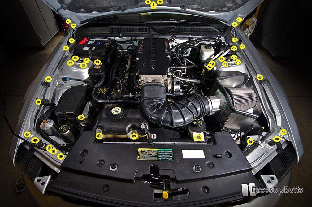 Stage 2 Titanium Hardware Engine Bay Kit - Ford Mustang (2005-2009) - Graveyard Performance