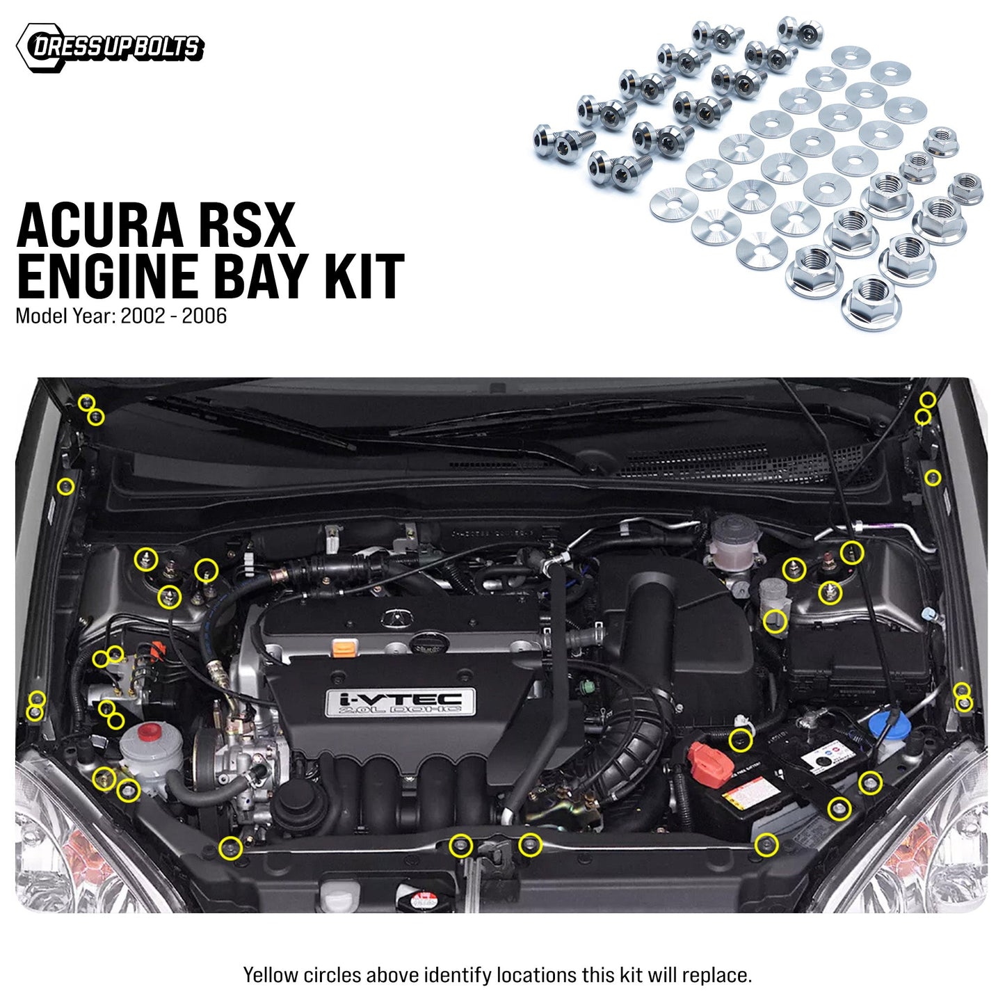 Titanium Hardware Engine Bay Kit - Acura RSX (2002-2006) - Graveyard Performance
