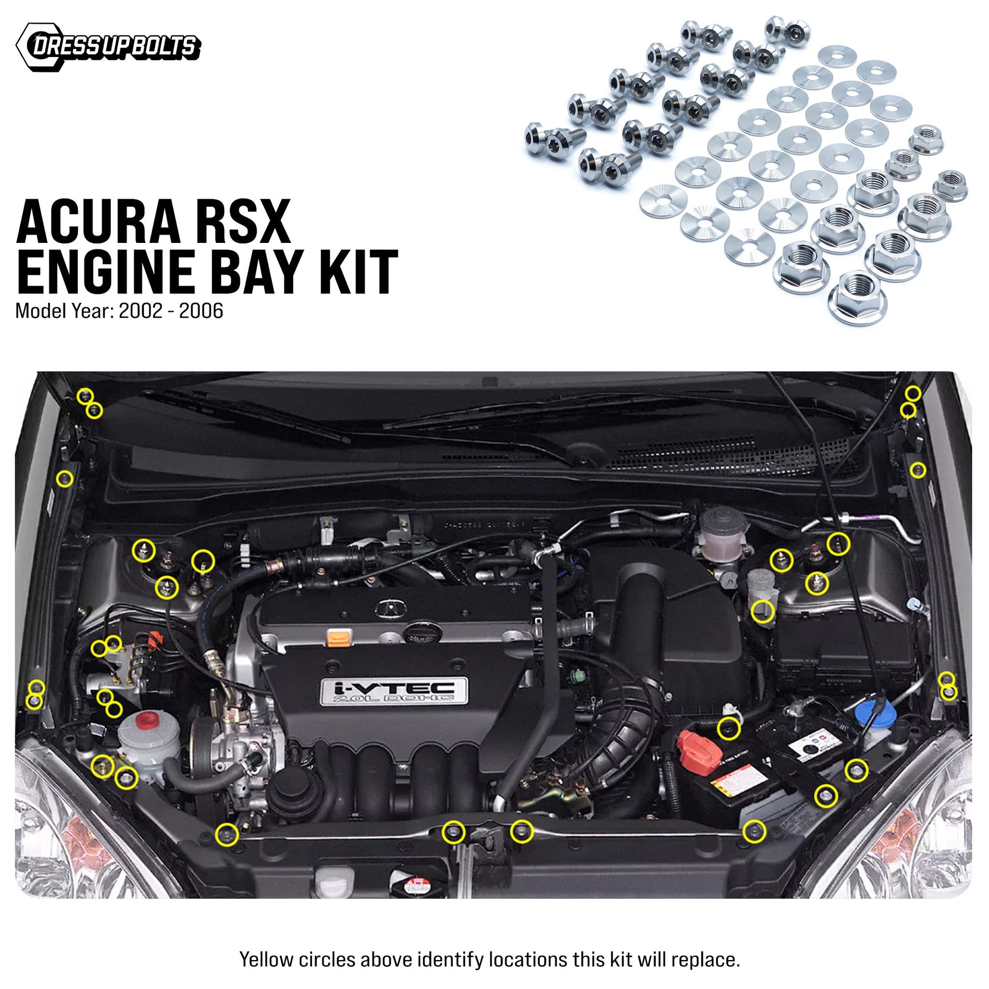 Titanium Hardware Engine Bay Kit - Acura RSX (2002-2006) - Graveyard Performance
