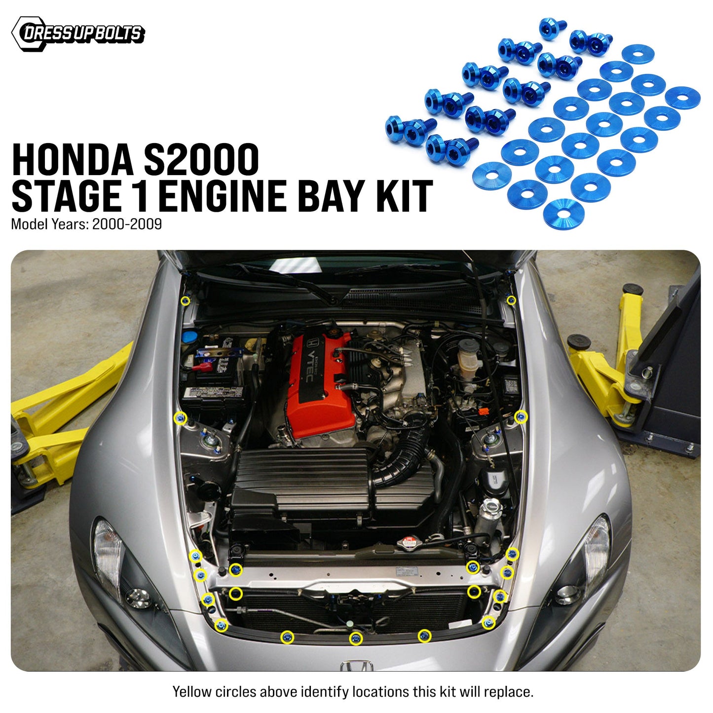 Stage 1 Titanium Hardware Engine Bay Kit - Honda S2000 (2000-2009) - Graveyard Performance