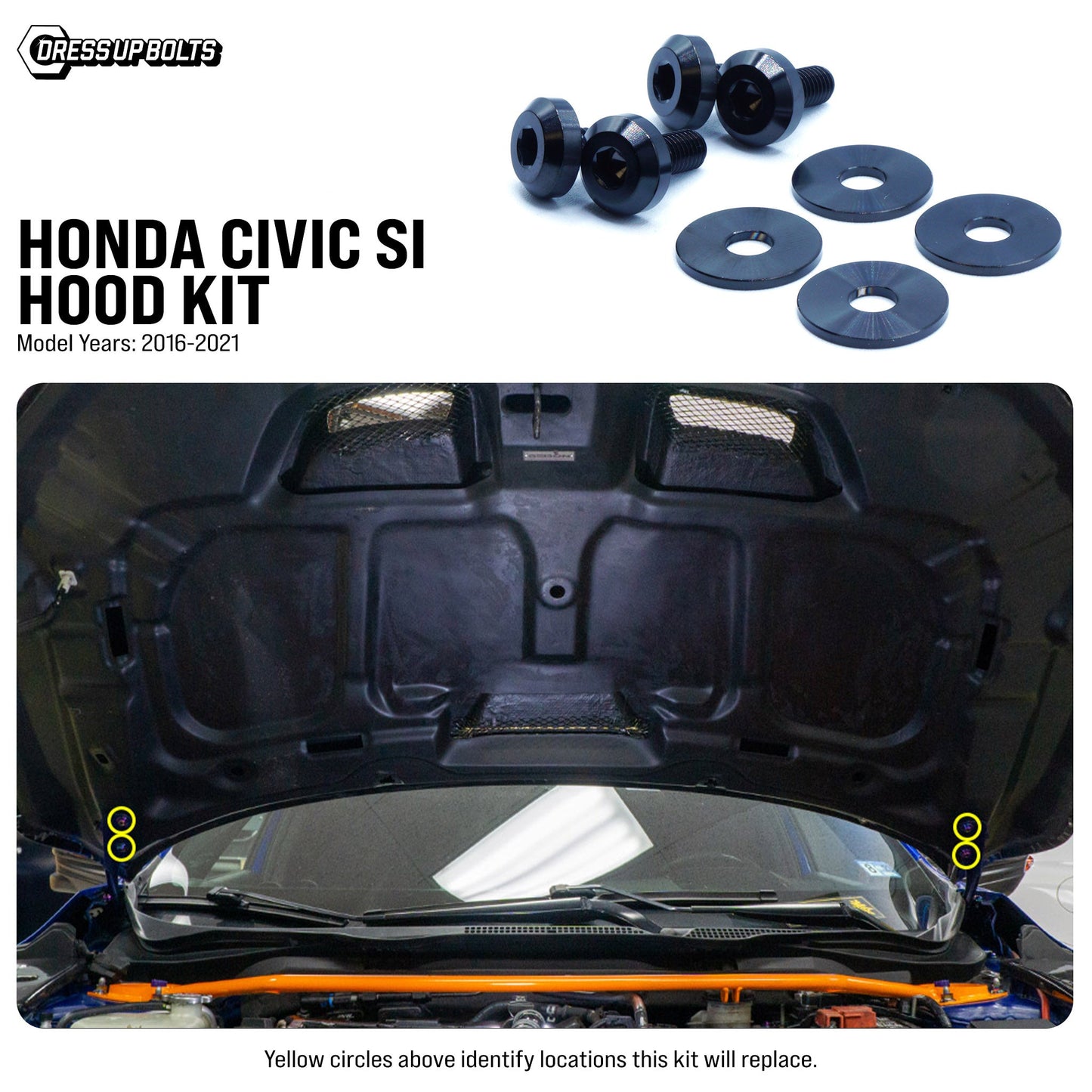 Titanium Hardware Hood Kit - Honda Civic Si (2016-2021) - Graveyard Performance