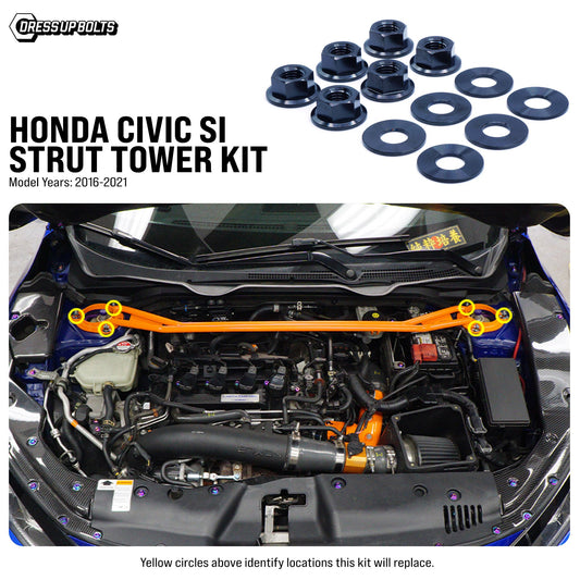 Titanium Hardware Strut Tower Kit - Honda Civic Si (2016-2021) - Graveyard Performance