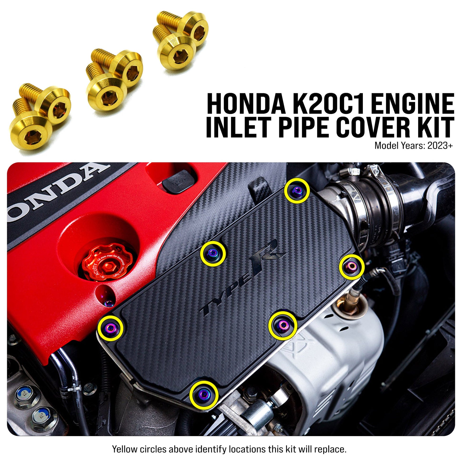 Titanium Hardware Inlet Pipe Cover Kit - Honda K20C1 Engine - Graveyard Performance