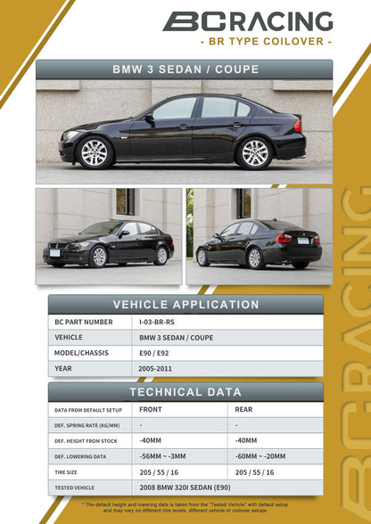 BC Racing Coilovers 06-11 BMW 3 Series E90 / E92 (Coupe / Sedan) (Non-M)