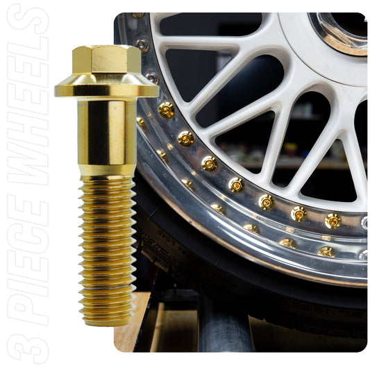 M8 × 32mm Titanium 3-Piece Wheel Assembly Hardware - Graveyard Performance