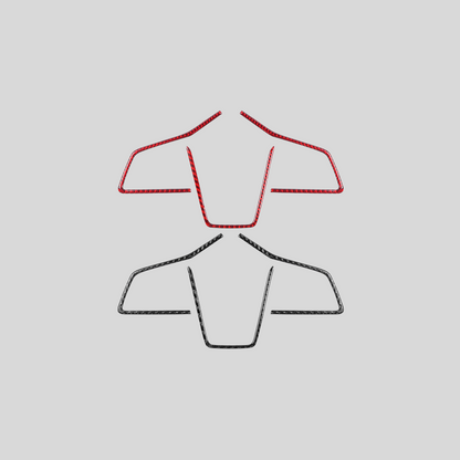 JDMuscle [22-25 WRX] P&S Series Carbon Fiber Steering Wheel Trim Covers 3 PC | Black Carbon Fiber/ Red Carbon Fiber