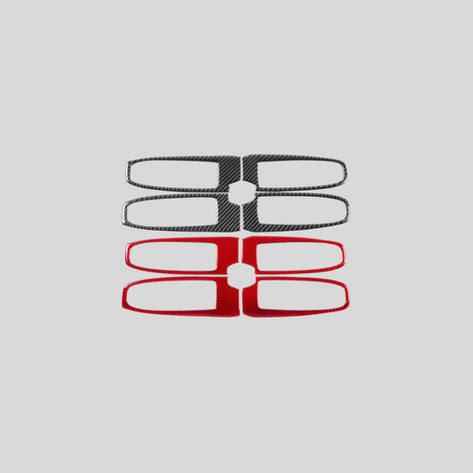 JDMuscle [22-25 WRX] P&S Series Carbon Fiber Window Switch Trim Covers 4 PC | Black Carbon Fiber/ Red Carbon Fiber