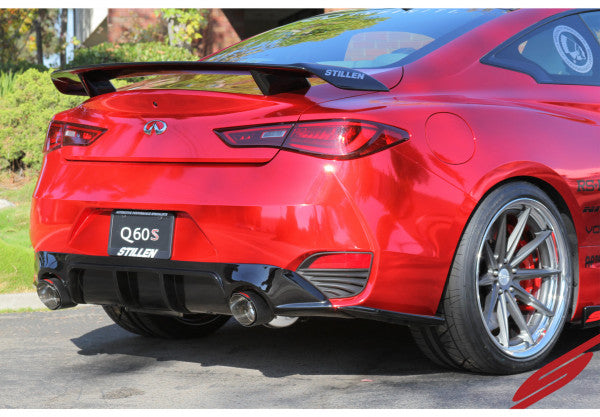 Stillen Infiniti Q60 3.0t Rear Diffuser Matte Black For 17-21 Infiniti Q60 3.0t