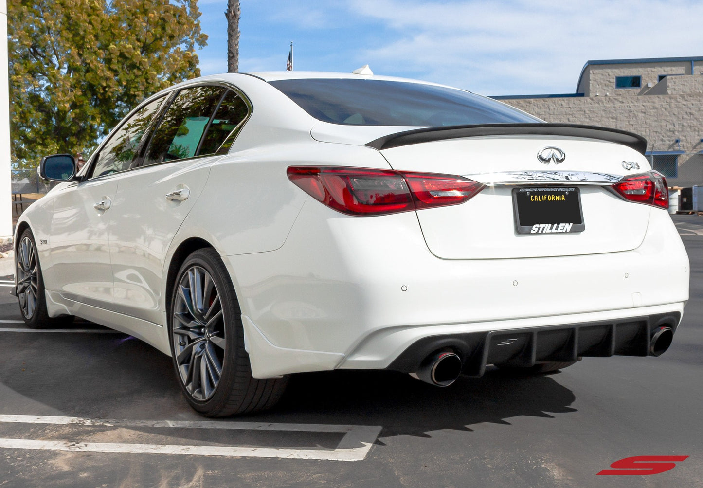Stillen Infiniti Q50 Rear Diffuser Matte Black For 18-21 Infiniti Q50