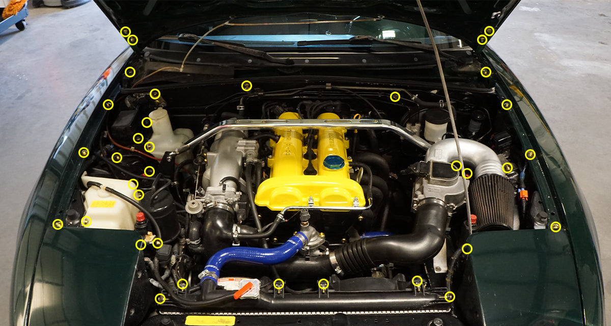 Stage 2 Titanium Hardware Engine Bay Kit - Mazda Miata (1989-1997) - Graveyard Performance