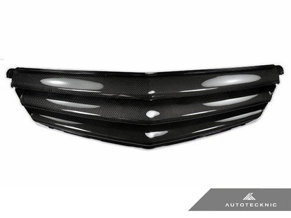 AutoTecknic Replacement Carbon Fiber Front Grille - Mercedes Benz W204 C-Class Sedan (2008-2013) - Graveyard Performance