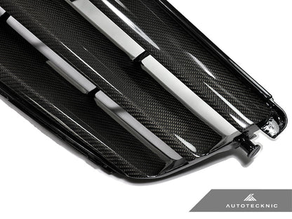 AutoTecknic Replacement Carbon Fiber Front Grille - Mercedes Benz W204 C-Class Sedan (2008-2013) - Graveyard Performance