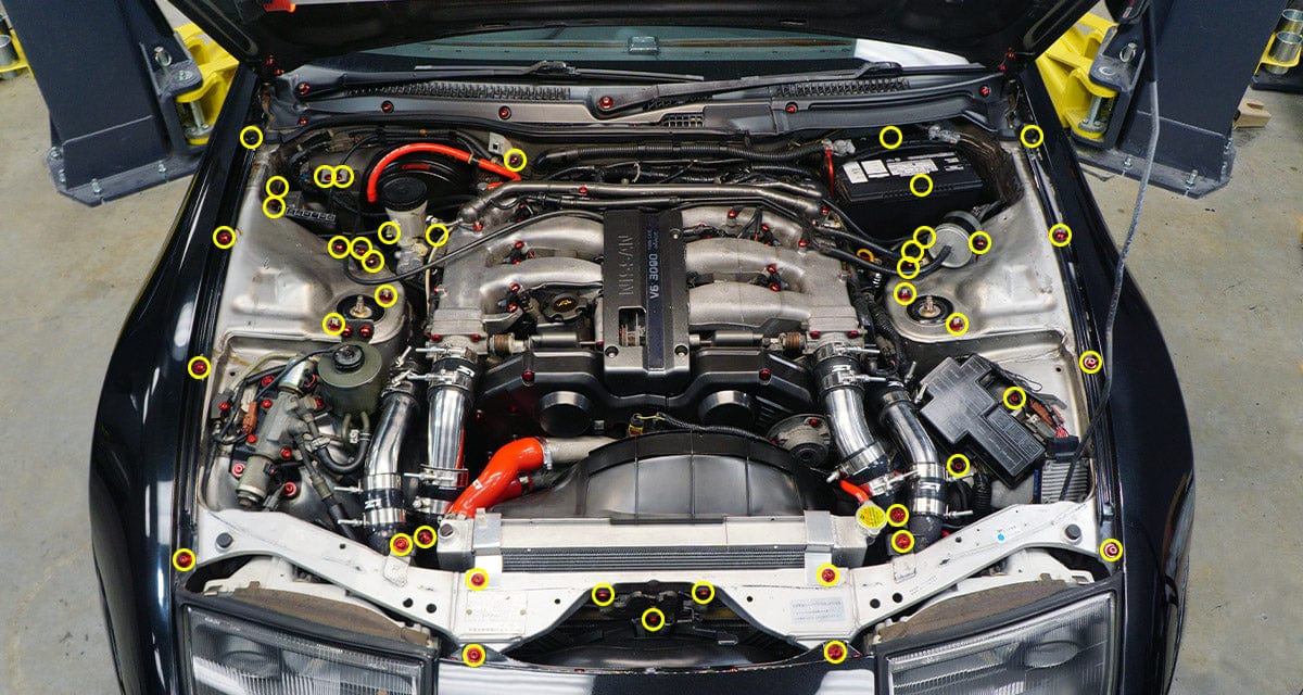 Stage 2 Titanium Hardware Engine Bay Kit - Nissan 300ZX (1990-1999) - Graveyard Performance