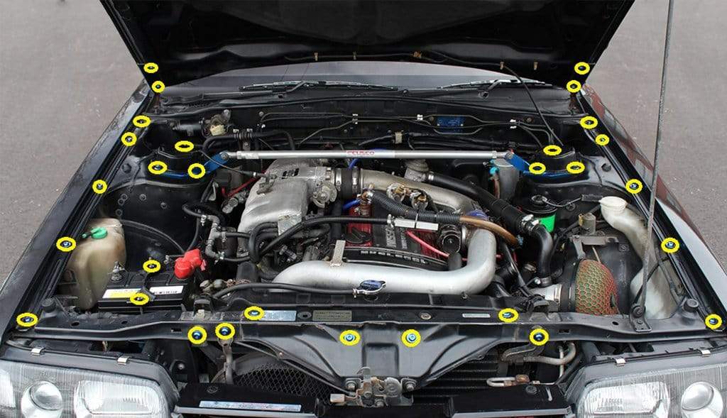 Titanium Hardware Engine Bay Kit - Nissan Skyline GTS-R (R31) - Graveyard Performance