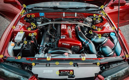 Titanium Hardware Engine Bay Kit - Nissan Skyline GT-R (R32) - Graveyard Performance