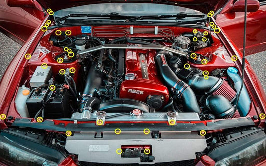 Titanium Hardware Engine Bay Kit - Nissan Skyline GT-R (R32) - Graveyard Performance