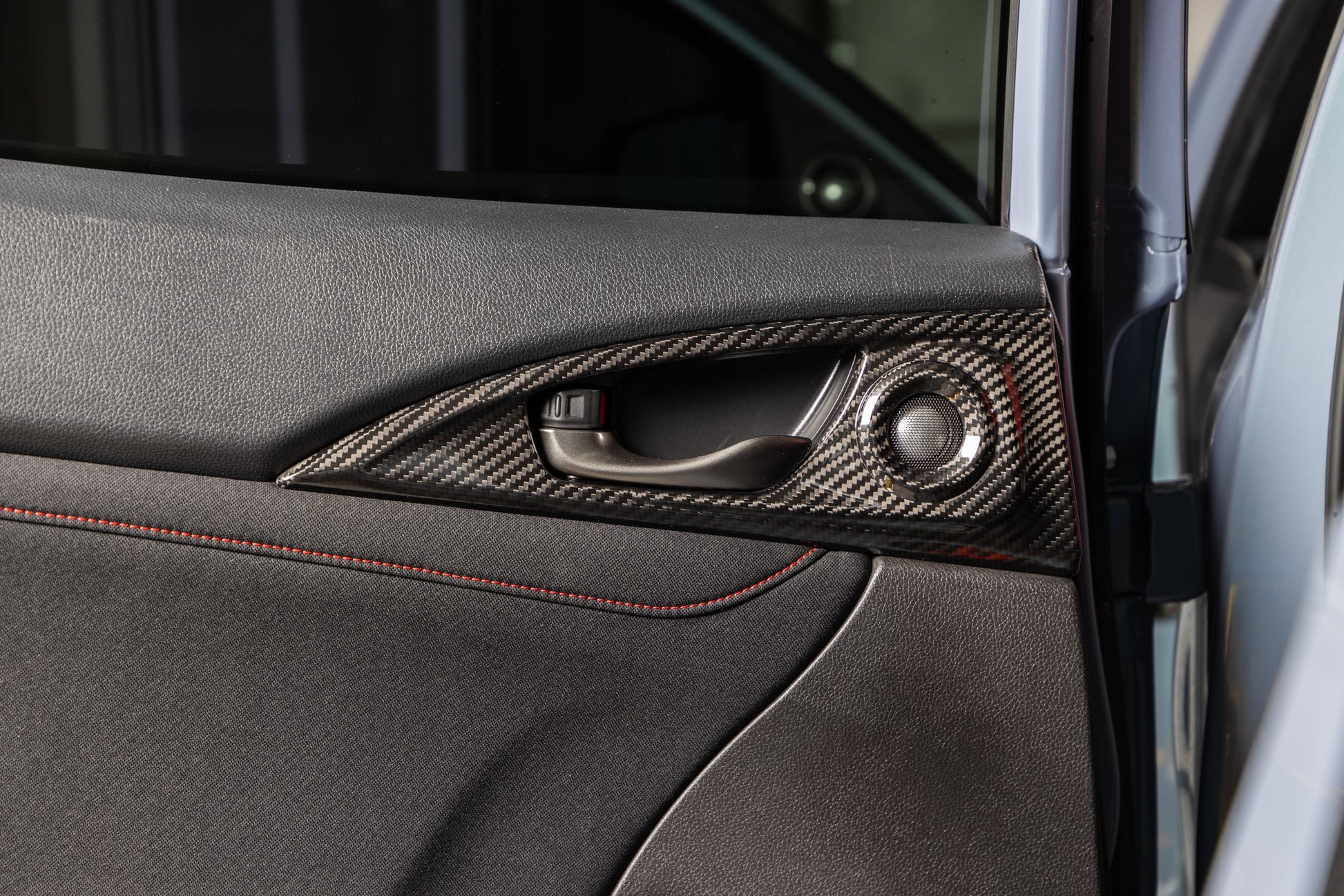 OLM LE Carbon Fiber Interior Door Handle Trim Covers (Full Set) - 2016 - 21 Honda Civic / 2017-21 Honda Civic Type R - Graveyard Performance