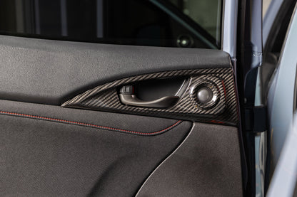 OLM LE Carbon Fiber Interior Door Handle Trim Covers (Full Set) - 2016 - 21 Honda Civic / 2017-21 Honda Civic Type R - Graveyard Performance