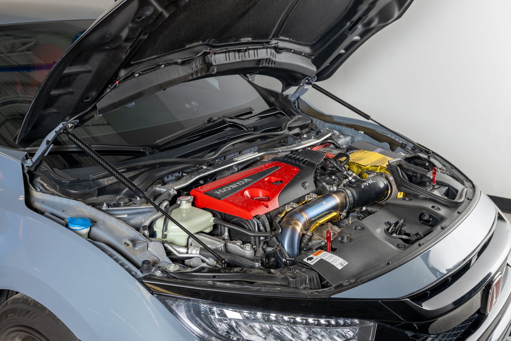 OLM Carbon Fiber Wrapped Hood Struts - 2017-2021 Honda Civic Type R - Graveyard Performance