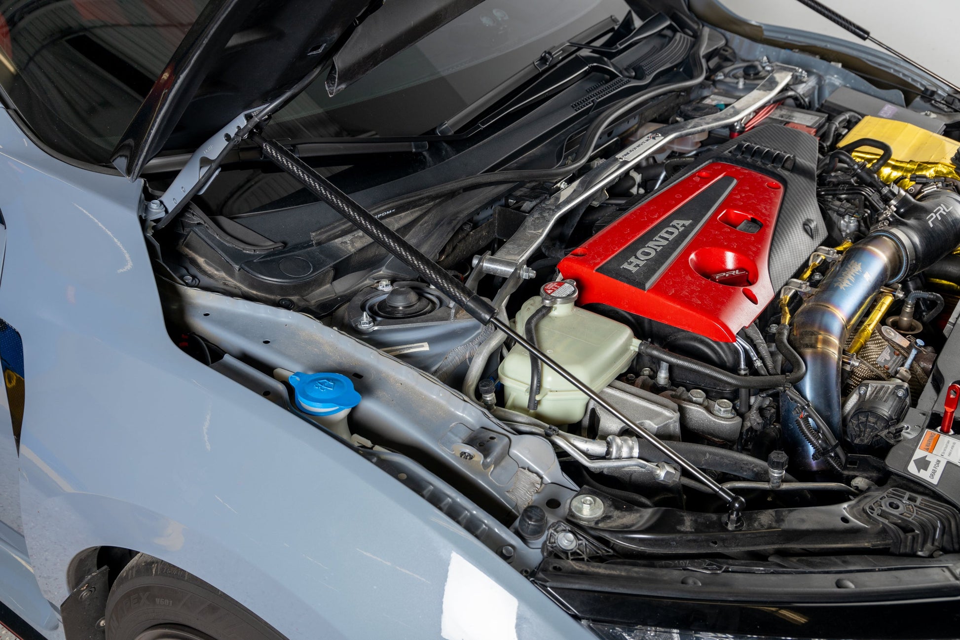 OLM Carbon Fiber Wrapped Hood Struts - 2017-2021 Honda Civic Type R - Graveyard Performance