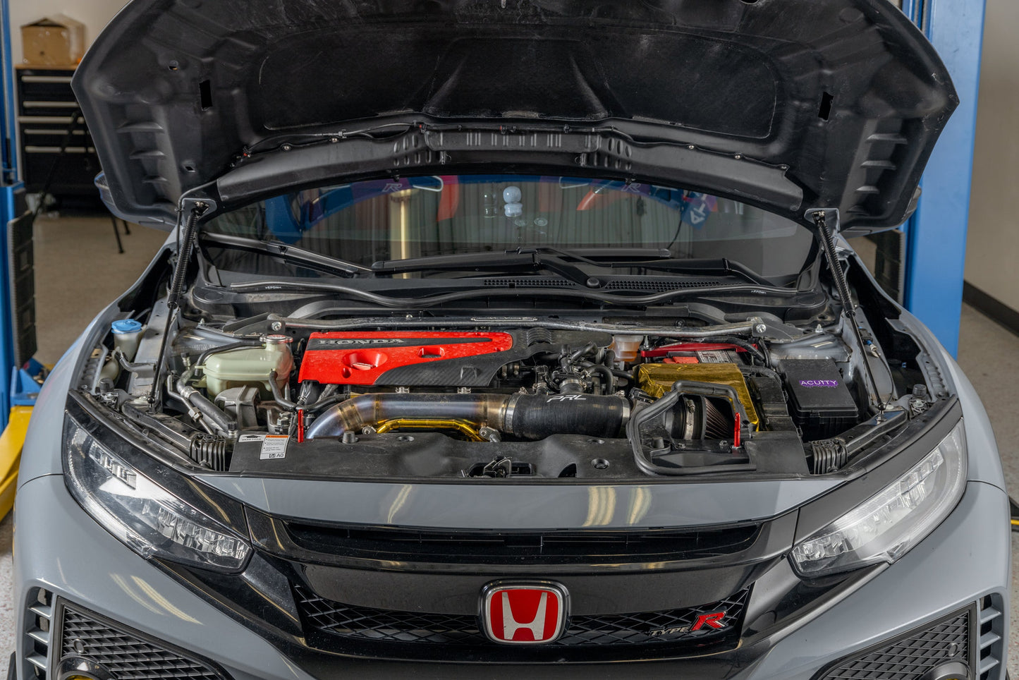 OLM Carbon Fiber Wrapped Hood Struts - 2017-2021 Honda Civic Type R - Graveyard Performance