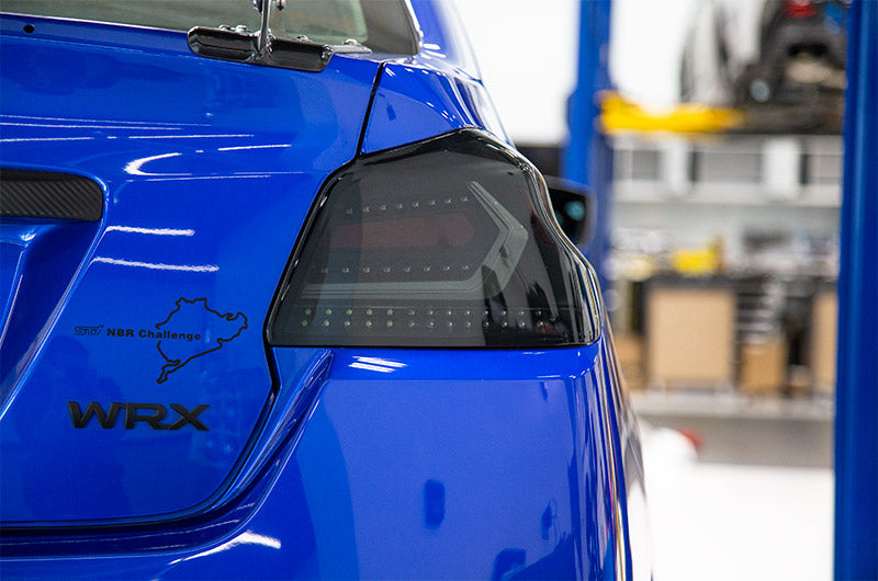 OLM Evolution Tail Lights (Smoked Lens, Black Base, White Bar) - 2015-2021 WRX / STI