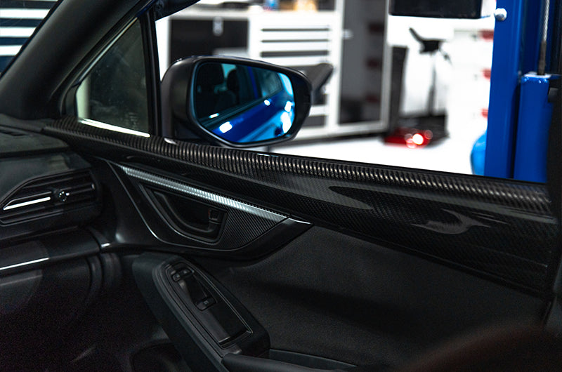 OLM Wide Angle Convex Mirrors w/ Turn Signals / Defrosters (Blue) - Subaru WRX 2022+ - Graveyard Performance