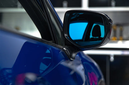 OLM Wide Angle Convex Mirrors w/ Turn Signals / Defrosters (Blue) - Subaru WRX 2022+ - Graveyard Performance