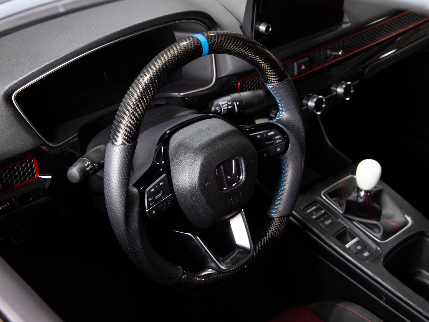 PRL Motorsports Steering Wheel 2022 Civic Carbon and Leather Blue